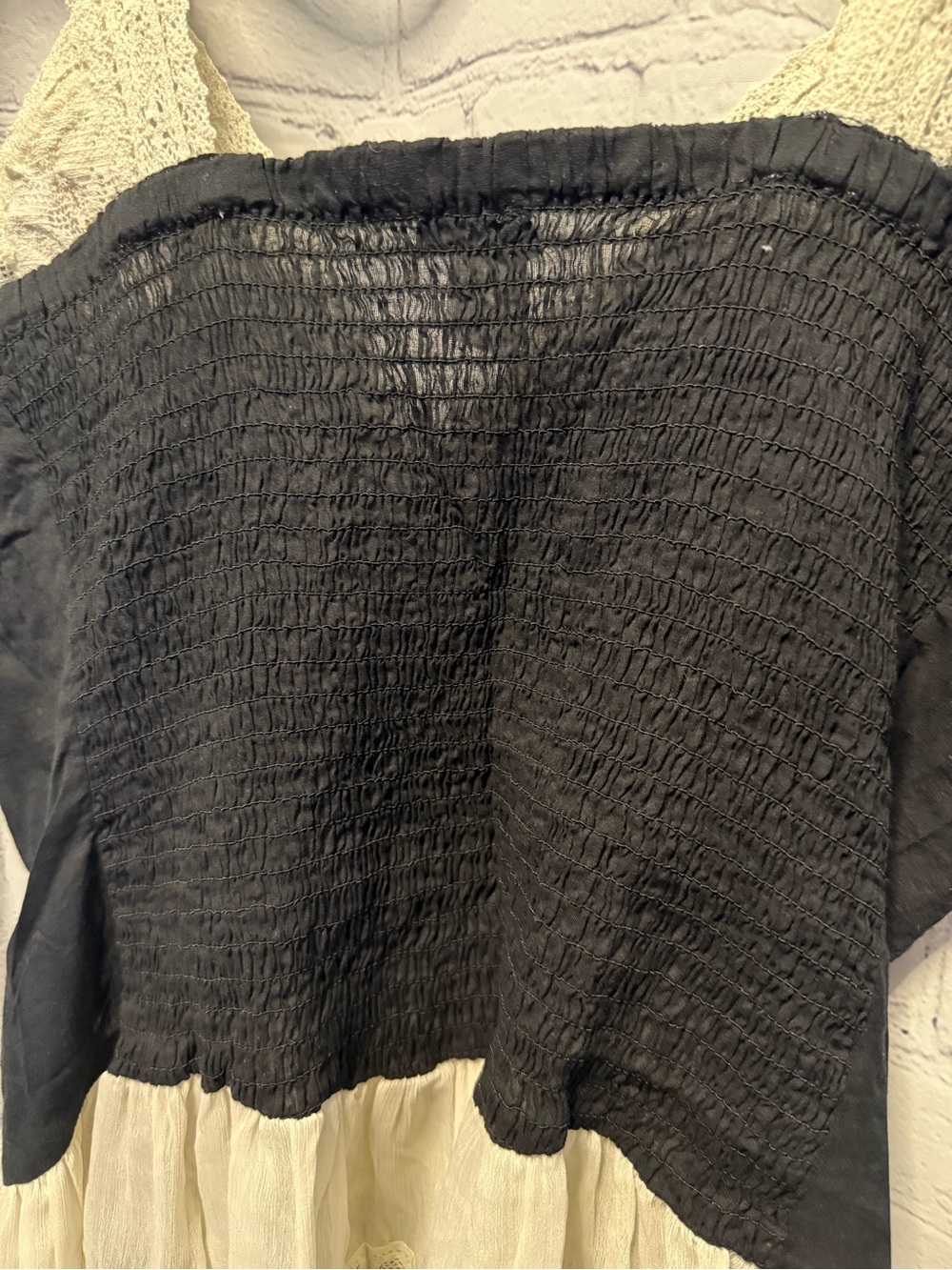 VENUS Black Top with Cream Crochet Trim - Picture 6 of 8